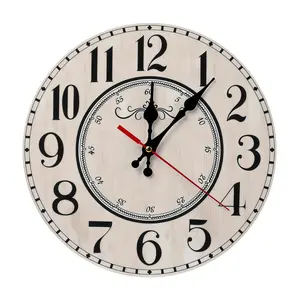 12 Inch Silent Non-Ticking Wooden Wall Clock| Elegant Vintage Large Number Print, Battery Not Included, Great Gift for Homeowners, Perfect for Kitchen, Living Room, Bedroom, Office