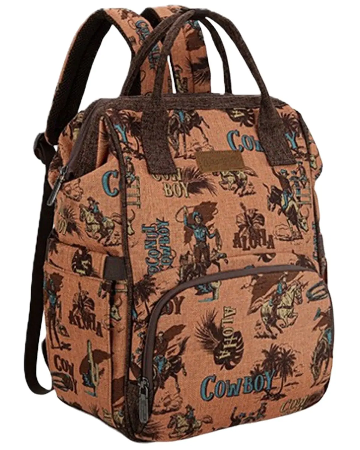 Wrangler Unisex Vintage Retro Cowboy Cool Print Backpack - Wg60-9110 Dbr