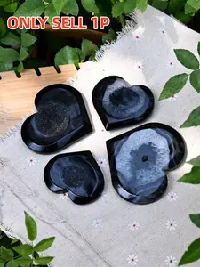 Wholesale Natural Crystal Healing Stone Carved Black Agate Black Onxy Heart for Gift, Unique Specimen for Collection and Education