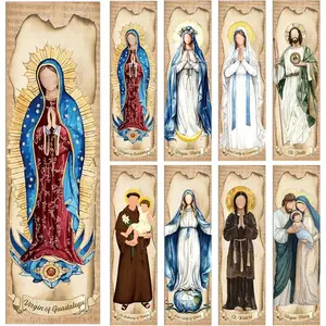 Catholic Bookmarks Gifts Bulk: 48 PCS Religious Vintage Paper Book Marks, Virgin Mary Our Lady Page Marker Clips Set, Catholic Gift for Women Men Church Members, School Office Supplies