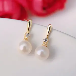 Freshwater Pearl Dangling Earrings Sterling Silver Stud Earrings, Handmade Drop Earrings