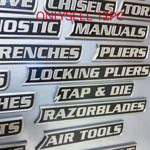 12 Pack Magnetic Toolbox Labels, 3D-Printed Tool Box Labels, Reusable Tags for Steel Toolboxes, Carts, Drawers, and Cabinets