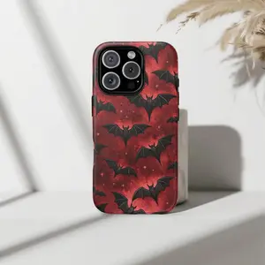 Halloween Phone Case IP Phone‍♂️ Vampire Bat Red Case Compatible with iPhone 11, 12, 13, 14, 15, 16, 17 Series, Samsung Galaxy S21, S22, S23, S24, S25, S26,Trendy and Protective Case for Every Style