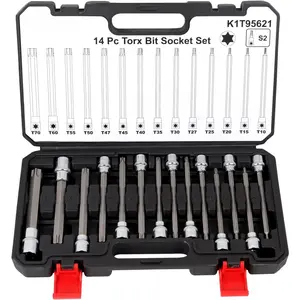 14-PC Long Torx Bit Socket Set, S2 Alloy Steel  Socket Set T10-T70
