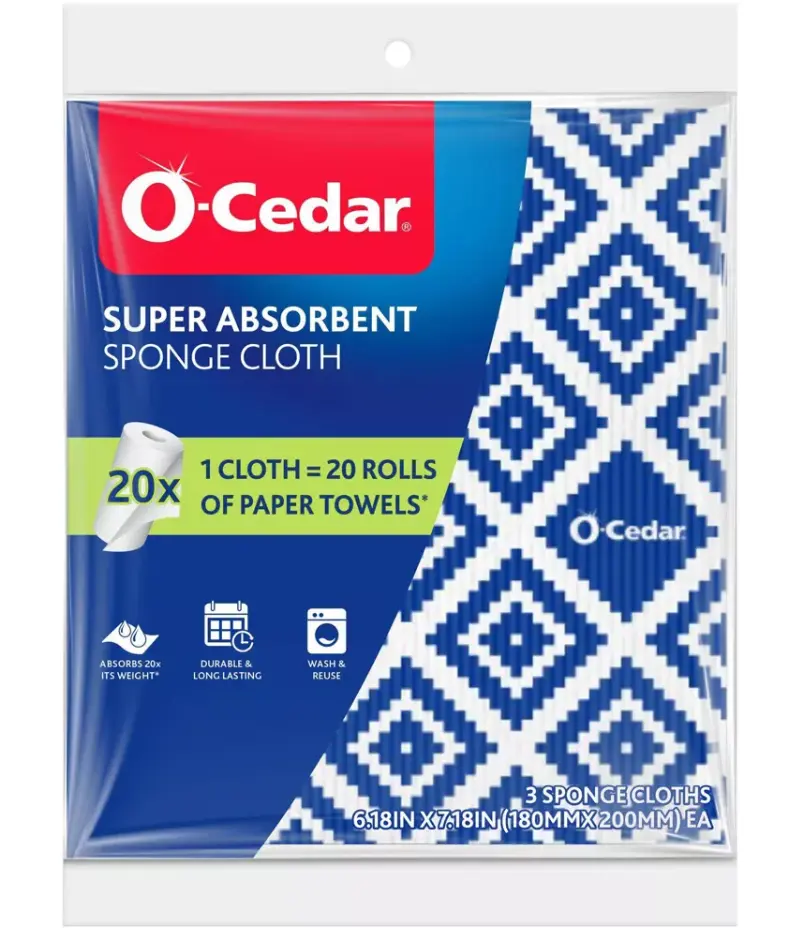 3 Count Super Absorbent Sponge Cloth, Reusable Multi-Surface Cleaning Sponge Wipes