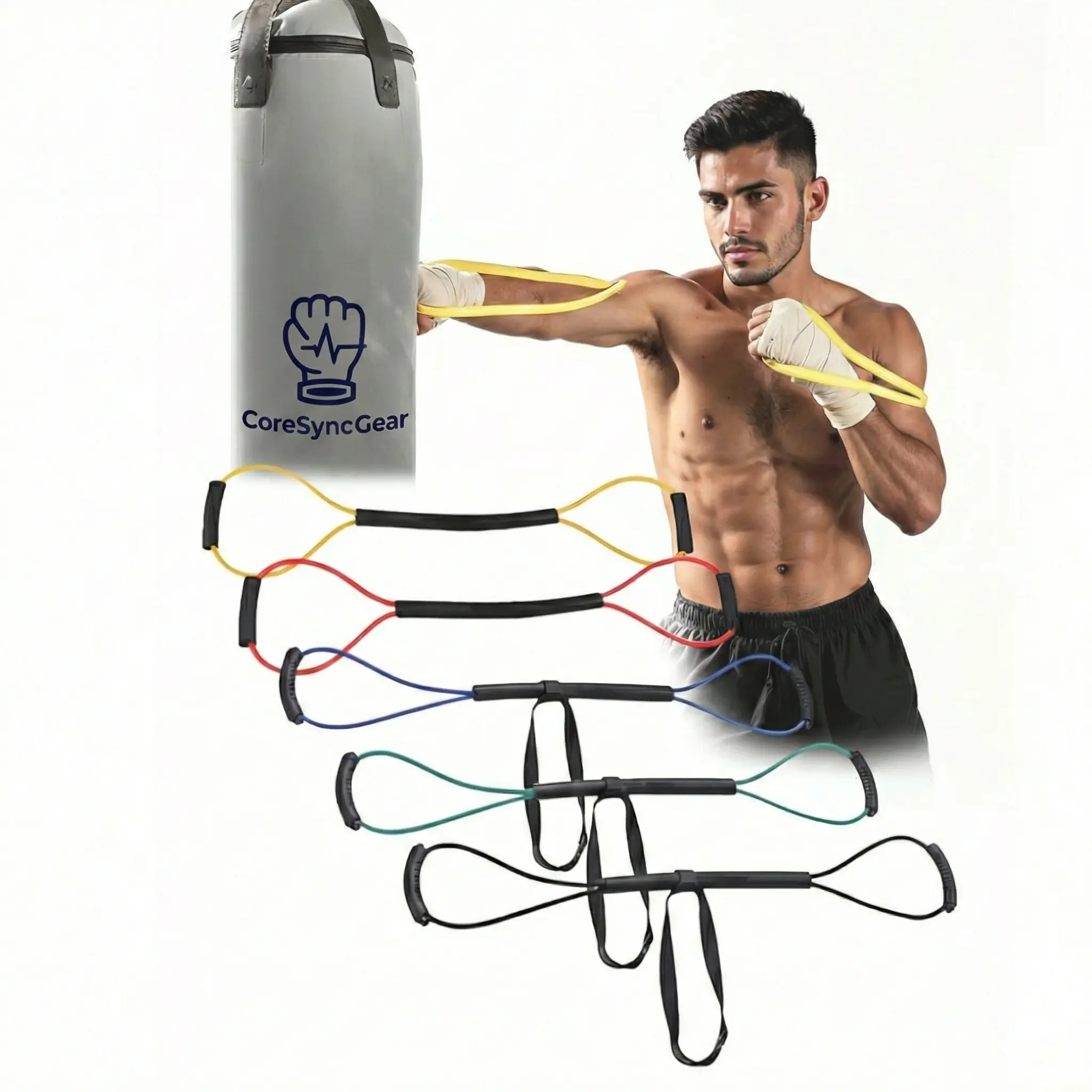 Shadow Boxing Resistance Band - Boxing Training Gear - Faster Punch Speed & Power - Full-Body Cardio Training - Ultra Portable - Multiple Resistance Levels Choices - Home Gym Workout Kit Exercise Equipment
