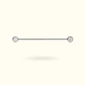 Titanium Crystal Bezel Push-Back Industrial Barbell