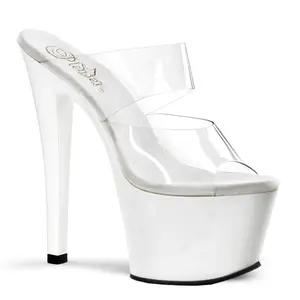 Pleaser Sky-302 Womens Slides in Clear/White