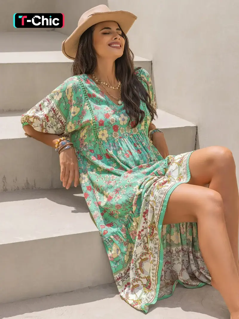slim fit dress slacks Tall Boho Floral Print Maxi Dress