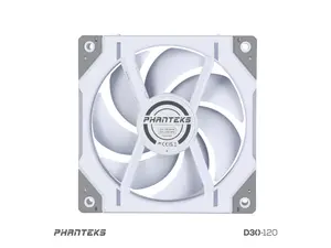 Phanteks D30-120 DRGB PWM FAN, Reverse Airflow Model, Premium D-RGB Performance Fan, ARGB/DRGB lighting, Daisy-chain Fan Linking system, White