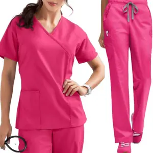 Unisex Asian Polyester Fabric Medical Scrub Set - Moisture-Wicking, Sleeved Nurse & Clinic Uniform with Pants