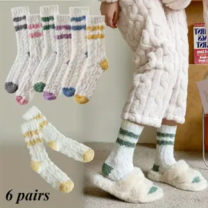 6 pairs of soft sneakers Warm sneakers Women's plush socks Winter warm socks Warm plush sleeping socks Home casual socks Breathable suitable for everyday wear Pet Supplies Comfort Womenswear Fluffy Fuzzy