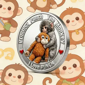 1PC Emotional Support Monkey Love Coin Alloy 3D Relief Commemorative Medal Protect Punch The Monkey Design Encouragement Gift for Stress Relief Birthday Gift Christmas Gift Home Office Display, Home Decor
