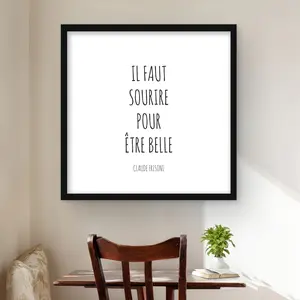 Begin Home Decor C1FM2424Z0OJRB 24 x 24 in. You Must Smile To Be Beautiful - Shapes White Framed Print Wall Art