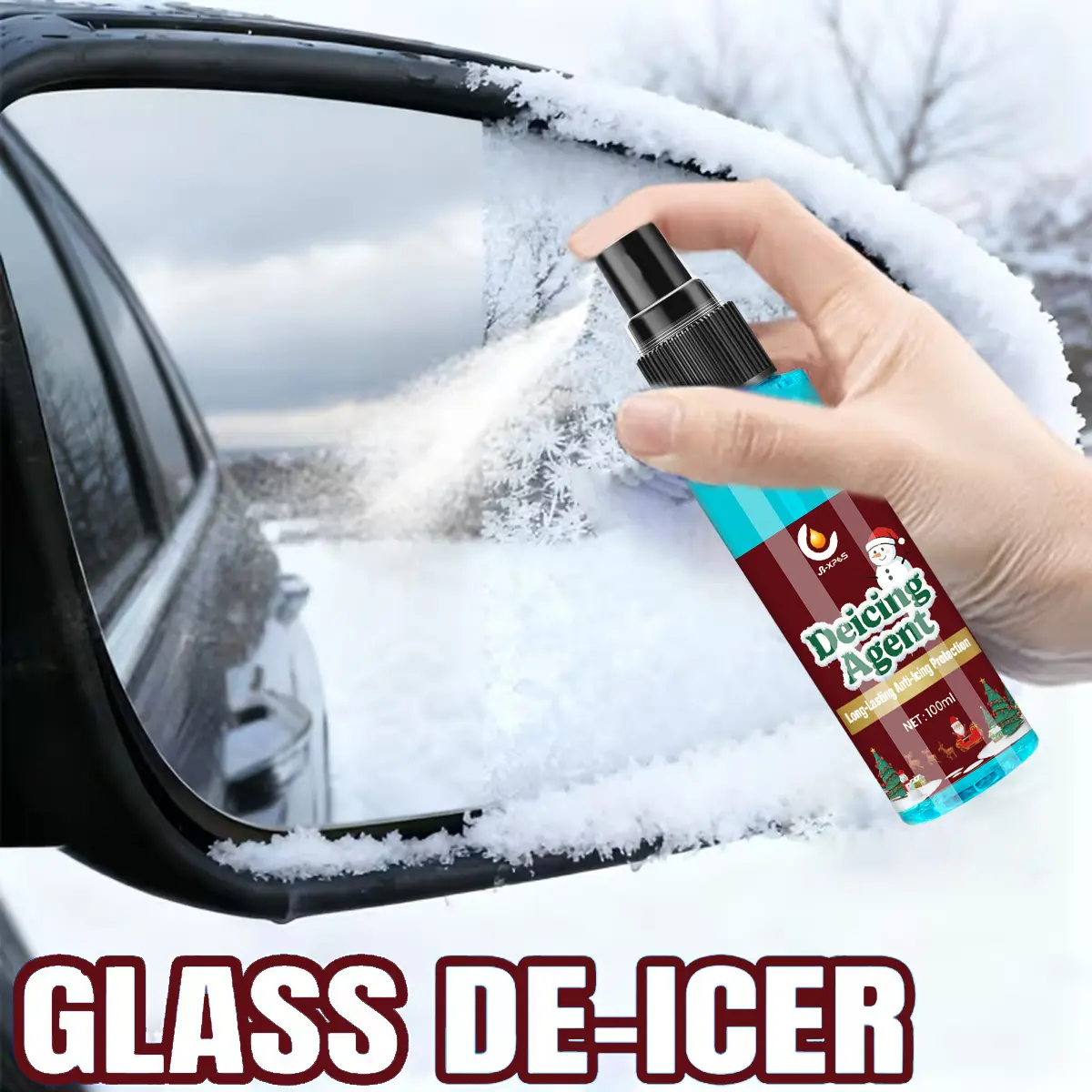 Long-Lasting Ice & Snow Defense Spray, Fast Defrost for Car Windows, Mirrors, Locks & Home Glass, Non-Corrosive Surface Cleaner