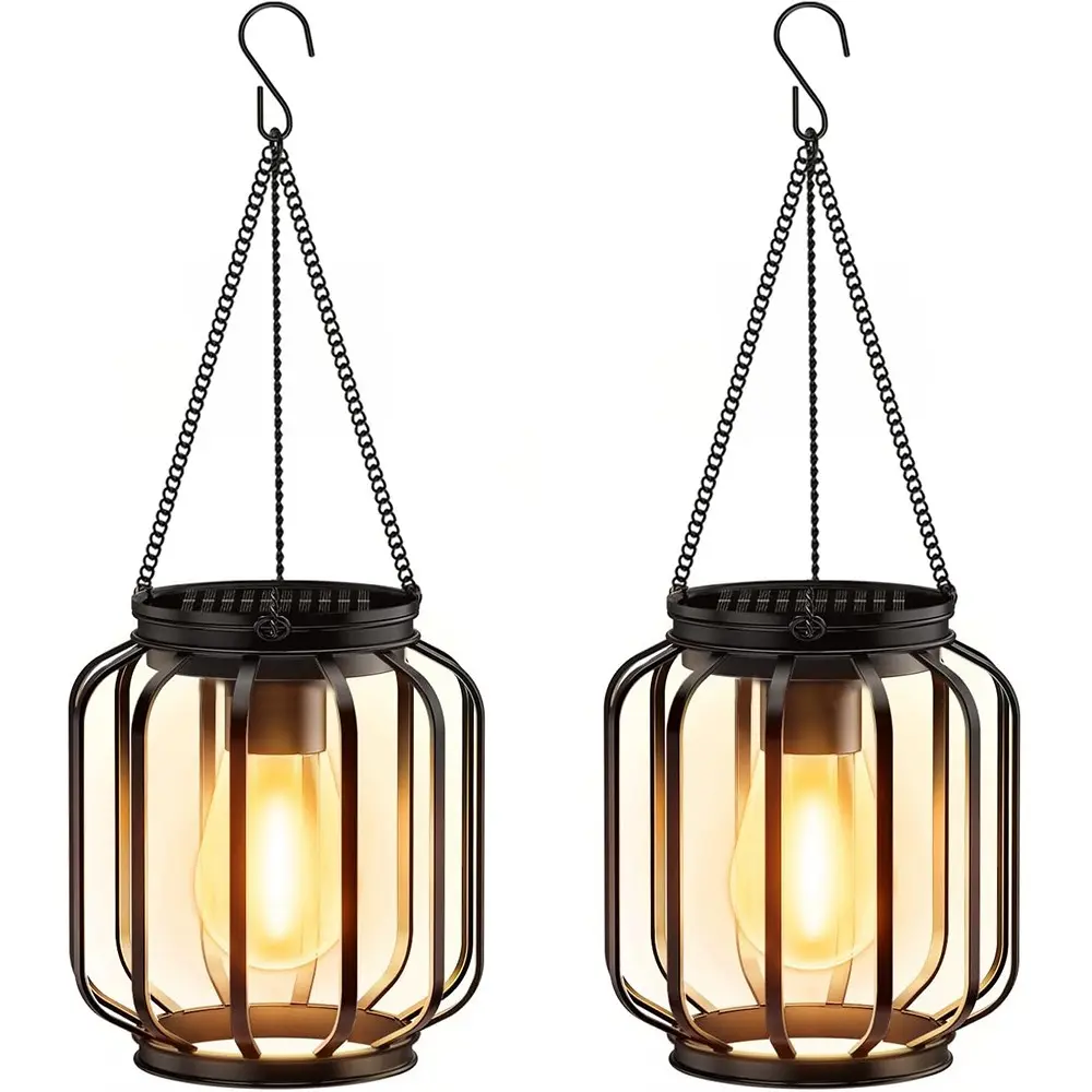 2/4-pack Solar Hanging Lantern Set, Soft Light, Metal Strap with Hook, Outdoor Decorative Lamp, Outdoor Lights Lamps, Solar Lanterns Decoration, Patio Hanging Lights, Ideal for Courtyard, Garden, Deck, Porch, Balcony, Outdoor Hanging Lights