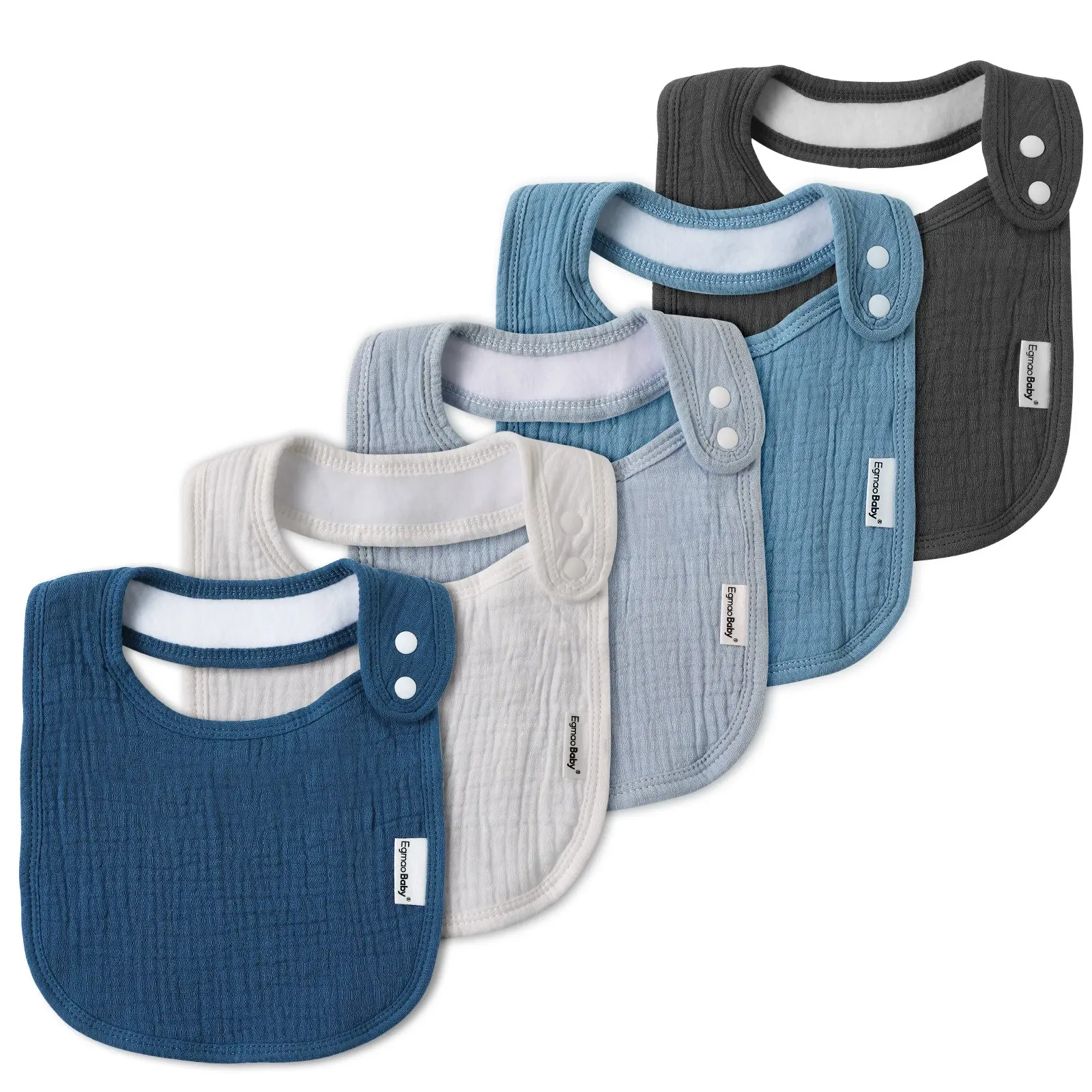 5 Pack Muslin Bibs for Baby Boys Girls, Feeding Bibs, Muslin Baby Bib for Drooling and Teething, Soft Bandana Drool Bibs