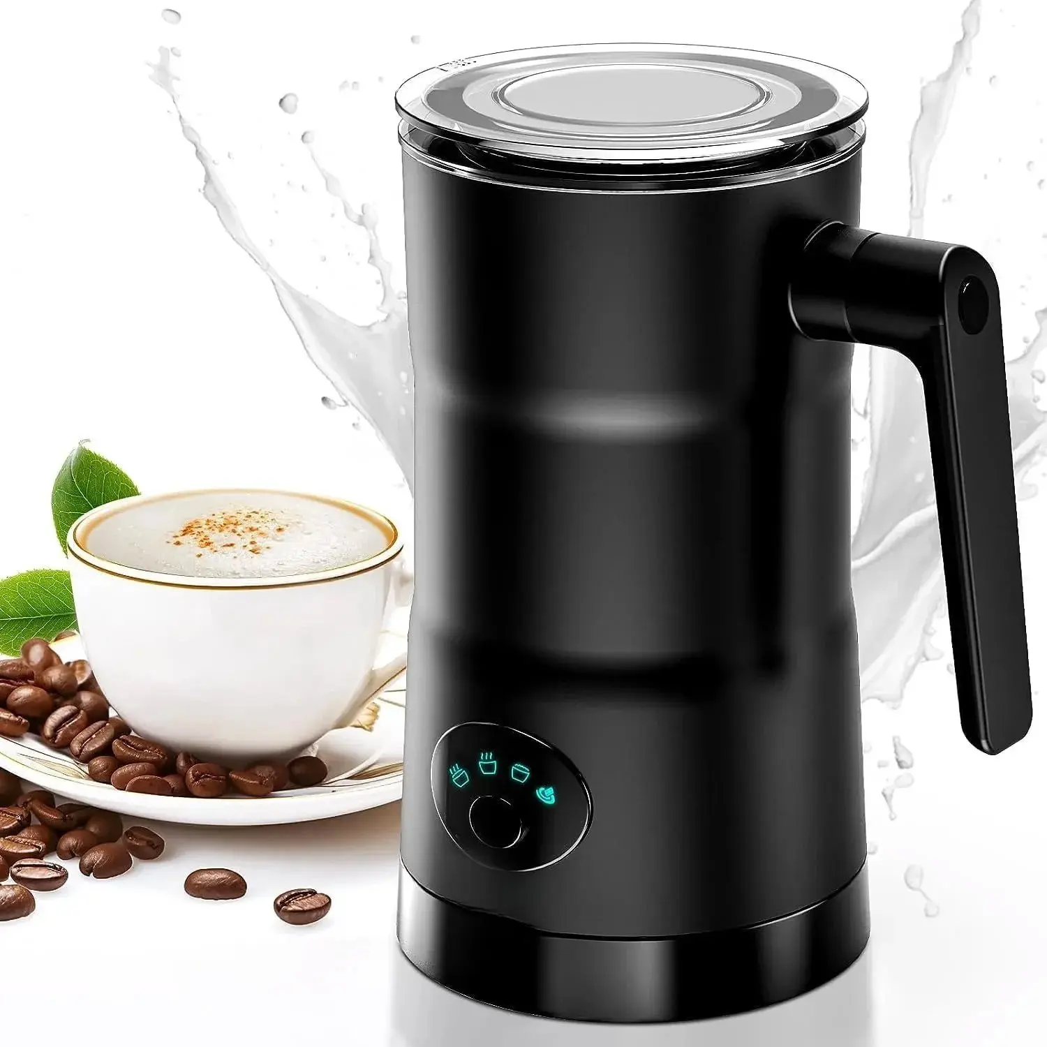 4 in 1 Milk Frother Electric and Steamer 11.8 oz/350ml Hot/Cold Foam Maker Intelligent Temperature Control Electric Milk Warmer for Latte/Coffee/Hot Chocolate/Cappuccino