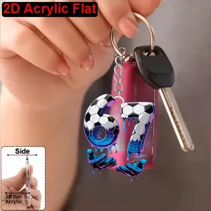 Soccer 67 Acrylic Keychain Durable Car Keys Holder Backpack Purse Charm Decorative Accessory for Football Sports Fans Gifts for Players Supporters Crystal Clear Vibrant Design
