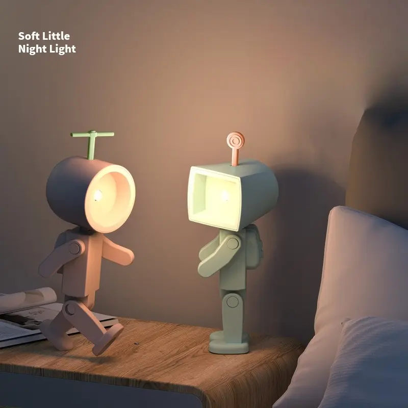 Astronaut Magnetic Night Light, LED Mini Robot with Battery, Booklight, Desk Accessory, Building Block, Ambient Light, Led Nightlight