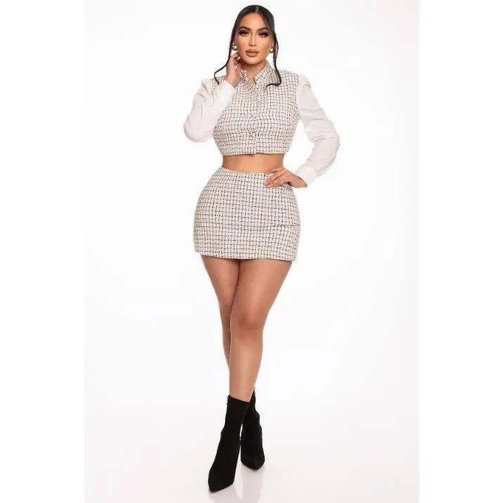 Tweed Mini Skirt Set