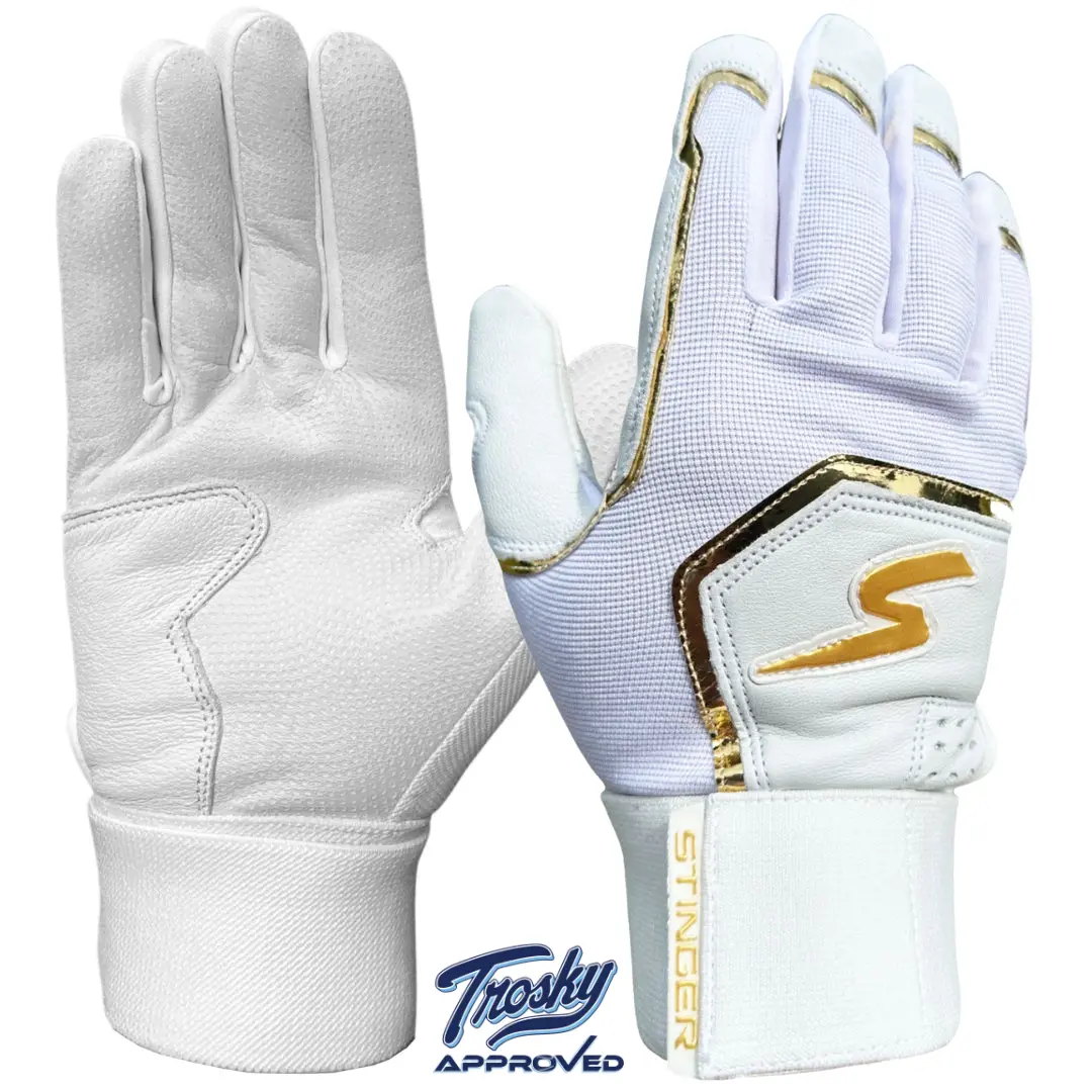 Winder Series Batting Gloves - White & Gold Chrome