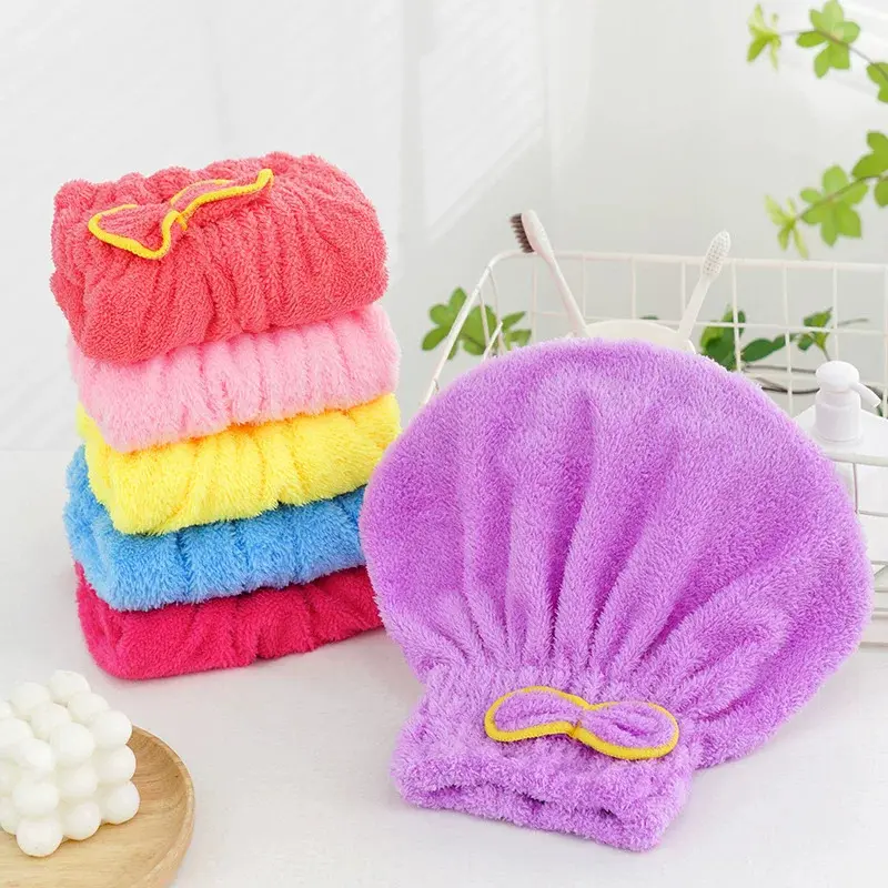 Elegant Bow Shower Cap for Women, Soft Microfiber Quick-Dry Hair Towel, Gentle and Machine Washable Bathroom Accessory, 1 Random Color, Soft Touch, Gentle And Non-Binding, Elegant Bow Design, Female, Fleece, Water Absorbent, Reusable