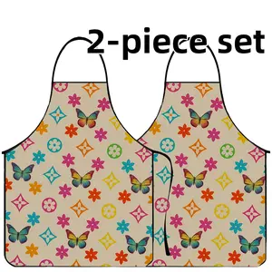 Floral Flower Butterfly Print Polyester Apron Set, 2 Counts ﻿Mother's Day Gift Apron,Cool Summer Cooking Apron,Apron for Women,Nails Design Tool,﻿Gift for Daughter&Mother&Wife&GF,Kitchen Essential