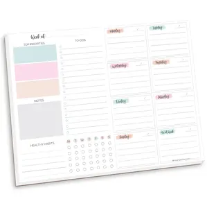 Planning Pad, 8.5" x 11", Weekly To-Do List & Planner, Pastel