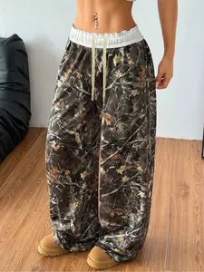 Women's Fall Back-To-School Camo Comfortable Loose Sweatpants, Casual Fashion Design, Suitable for Daily Wear, Graphic Pattern