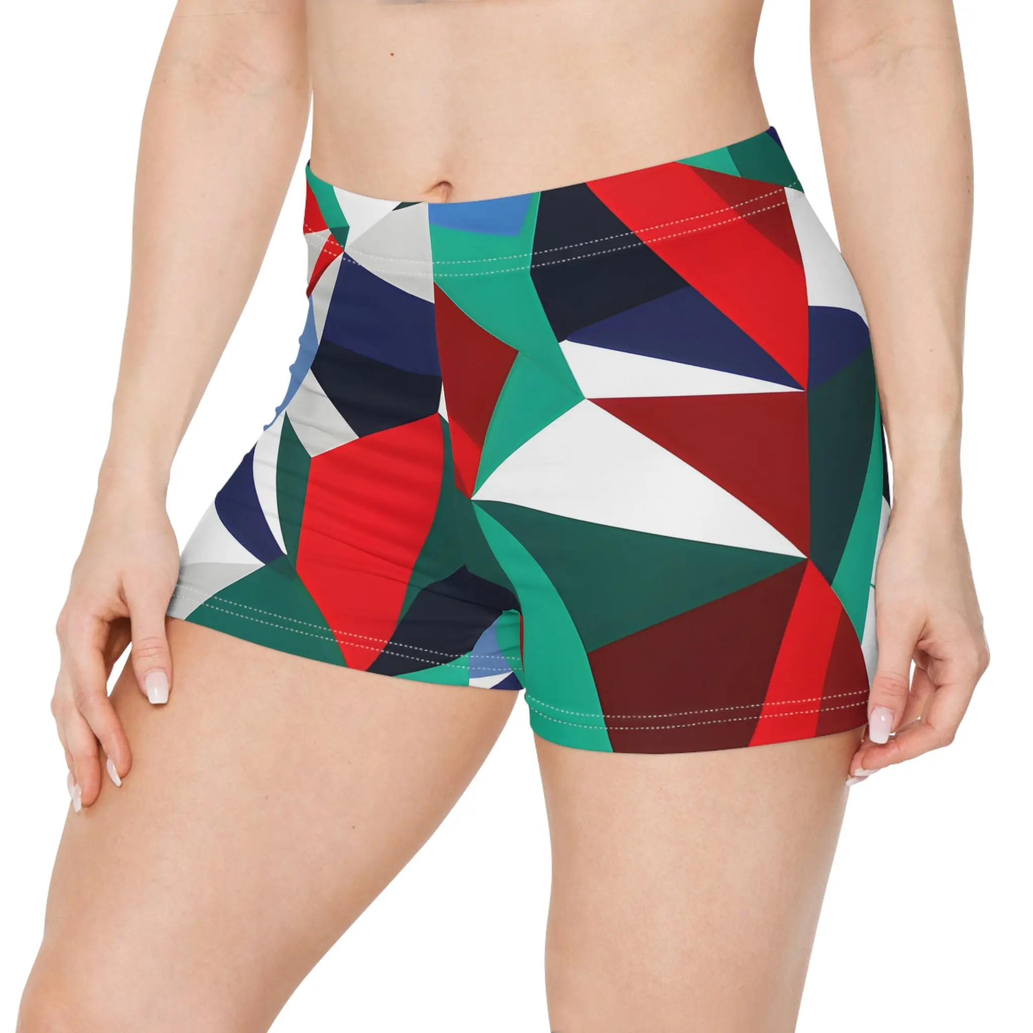 Women's Abstract Emerald Green Athleisure Shorts