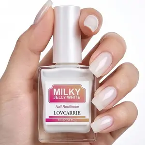 LOVCARRIE New Arrival Milky Jelly White Professional Nail Strengthener, Nail Hardener Polish, Instant Shine & Glossy, Fast Air Quick Drying, No Need UV/LED Lamp, Alcohol Free, Long Lasting Shine, Protect and Nourish Brittle, Splitting and Soft Nails, Nail