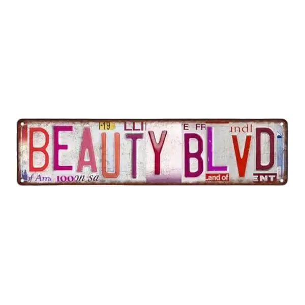 1 pc Vintage Pink Metal Tin Wall Decor Street Sign 16 x 4 Inches Gift for Women and Girls for Home Living or Man Prayer Room funny tin sign bathroom friend ideal accent