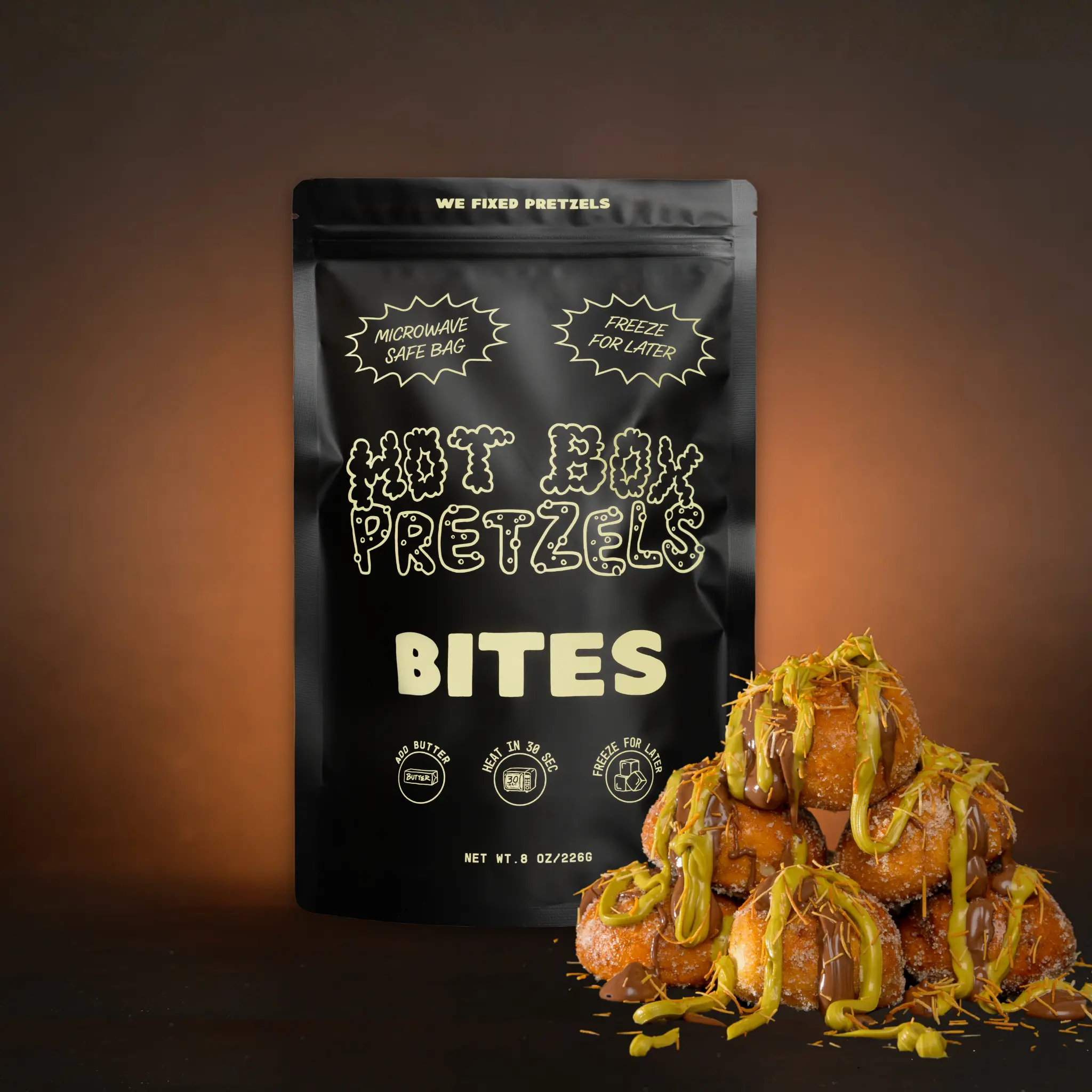 Dubai Chocolate Soft pretzel Bites Bag (14 bites per bag)