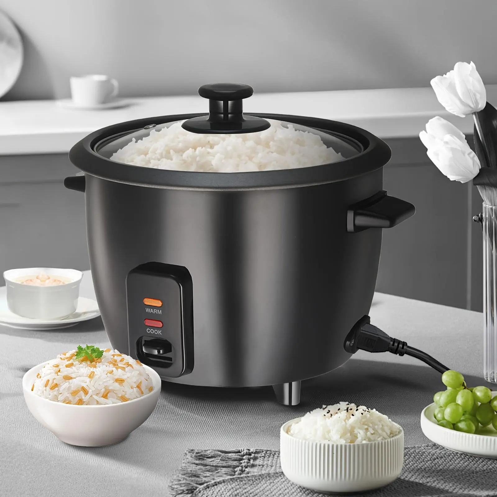 A Rice Cooker Featuring a Detachable Nonstick Pot, a Yogurt Maker with an Automatic Keep Warm Setting, And a Generous Capacity of 6 Cups (Cooked) Or 1. 5 Quarts, And 3 Cups (Uncooked). It Operates with a Single Touch And Serves As a Grain Cooker