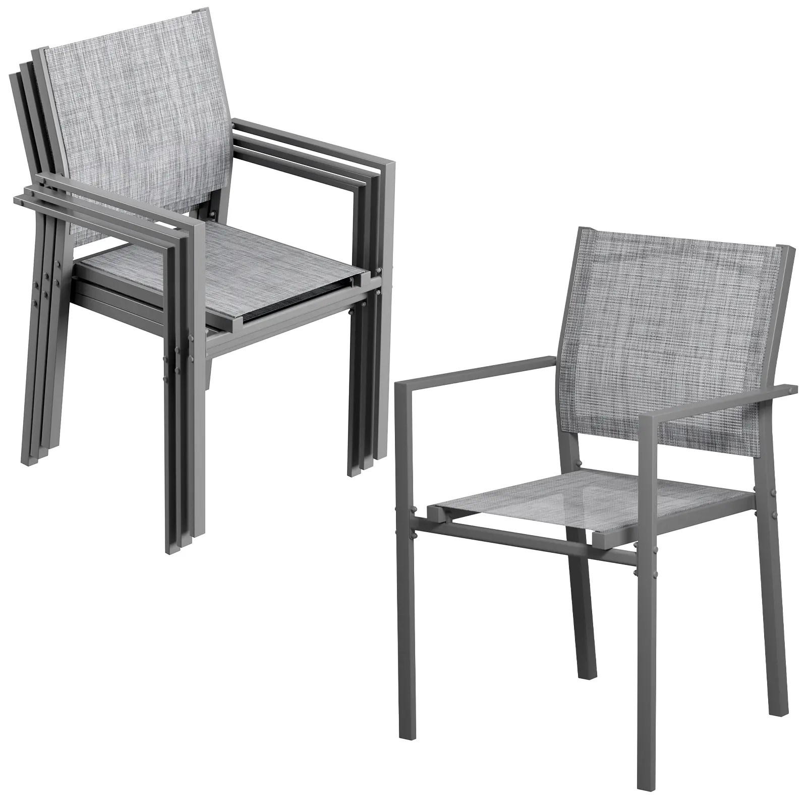 Arlopu Patio Dining Chairs Set of 4/6, Outdoor Textilene Stackable Chair w/ Metal Frame & Armrest, Outdoor Dining Furniture, All Weather for Garden, Backyard, Deck, Lawn, Poolside summerwins