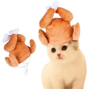 Turkey Drumstick Hat for Cat, Pet Halloween Thanksgiving Turkey Costumes Dog Cat Ornament
