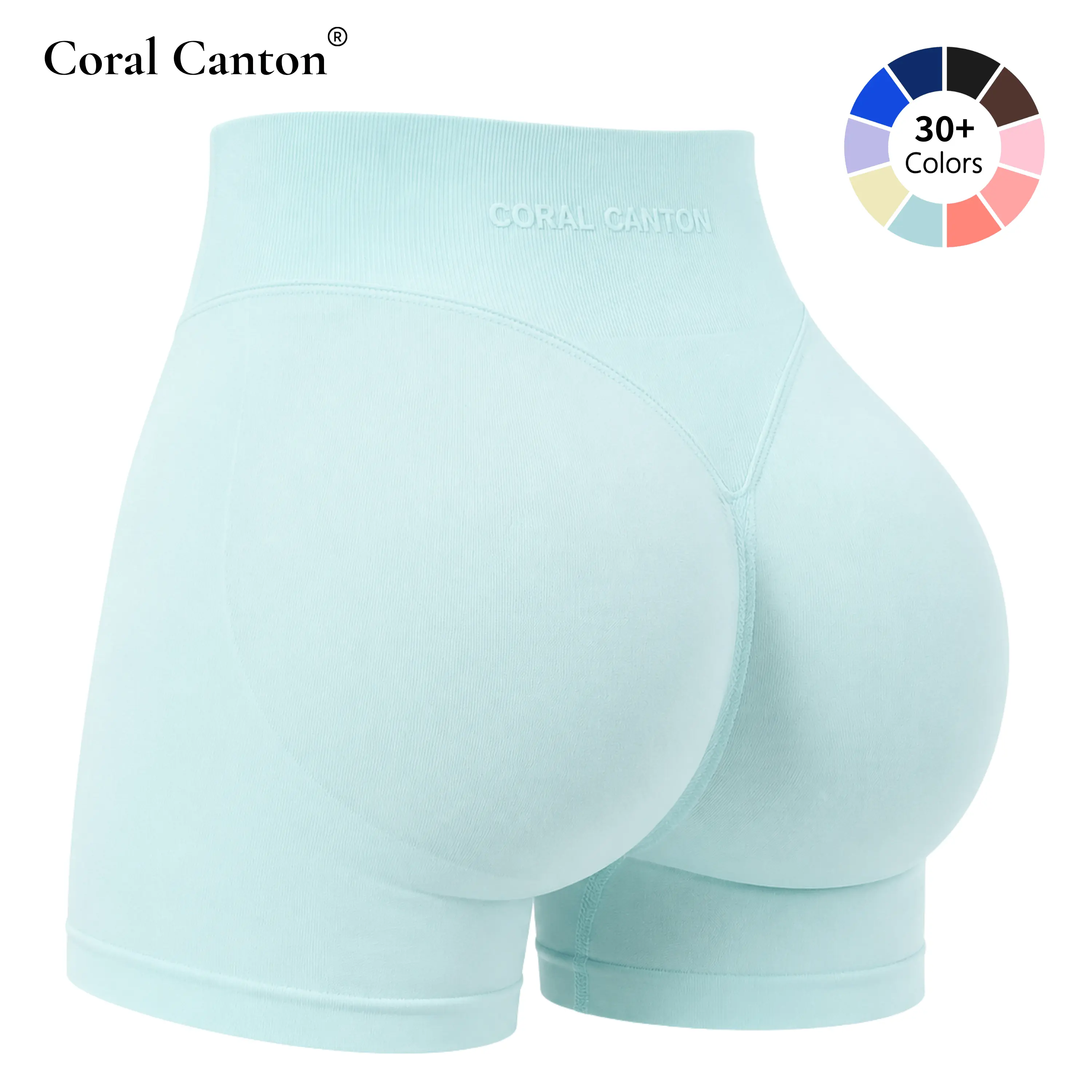 Coral Canton High-Waisted Athletic Compression Shorts - Butt Lifting, Booty Lifting, Tummy Control, Stretchy Seamless, Breathable Sporty Shorts for Summer Workout Use, Breathable Athletic Shorts