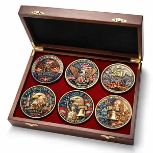 250th Anniversary USA Independence Coin, Golden American Flag & Liberty Bell Design, Collectible Coins for Coin Collectors, USA 250th Anniversary