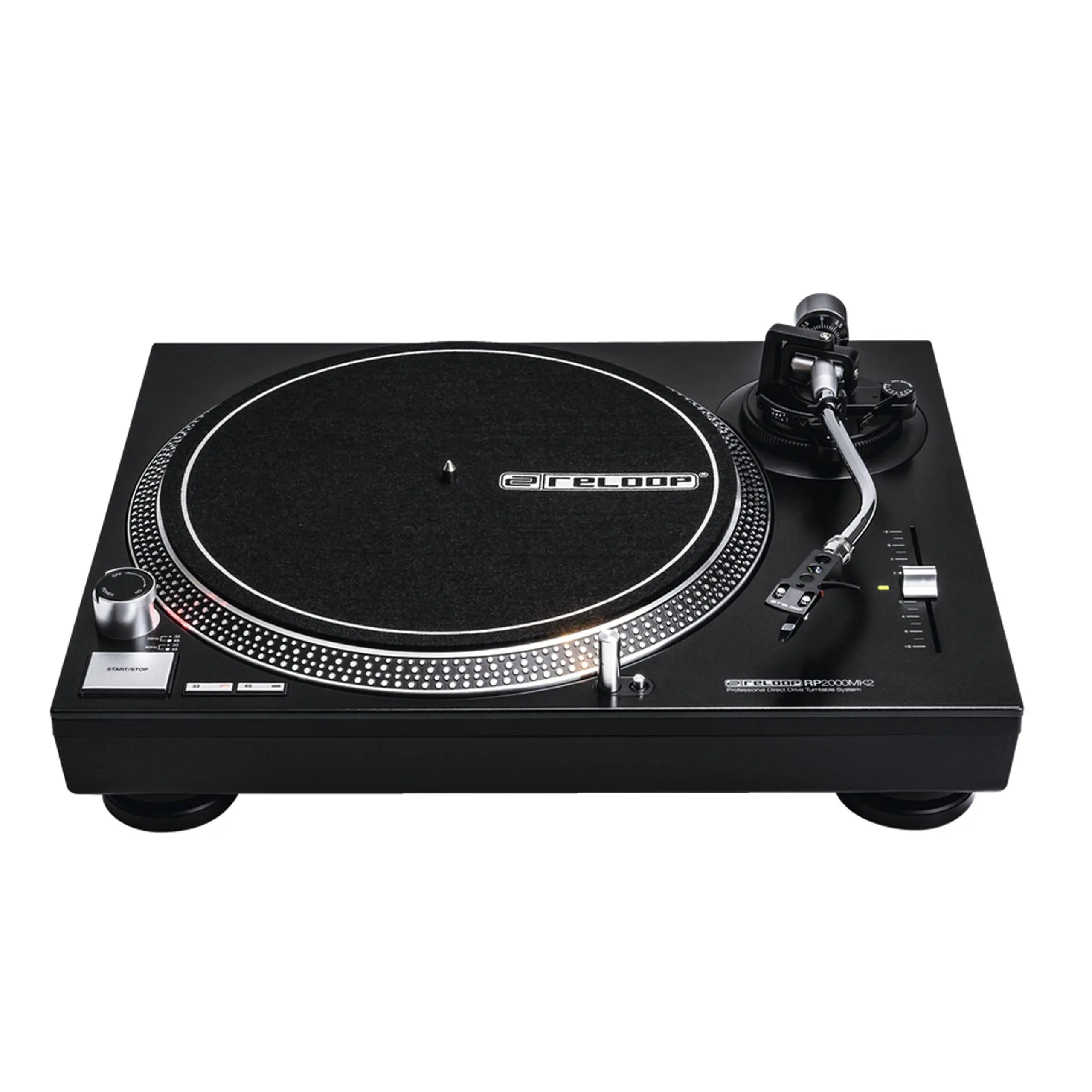Reloop RP-2000 MK2 Metal Direct Drive DJ Turntable with 2 Speeds Selectable, Quartz-Driven Mechanism, Platter, Hydraulic Lift, Counterweight, Anti-Skating Mechanism, Included Set with Power Cord