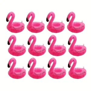 12 Pack Inflatable Flamingo Drink Floaties – Cute & Reusable Pool Party Beverage Holders, Keep Drinks Afloat, Must-Have for Summer Swims, Beach & Pool Lovers, Water Float