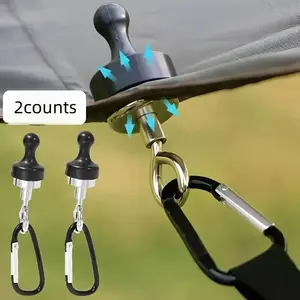 Magnetic Tent Hook, 2 Counts Outdoor Tent Magnetic Hook, Tent Accessories, Hiking Essentials, Camping & Hiking Equipment, Outdoor Camping Supplies for Outdoor Camping