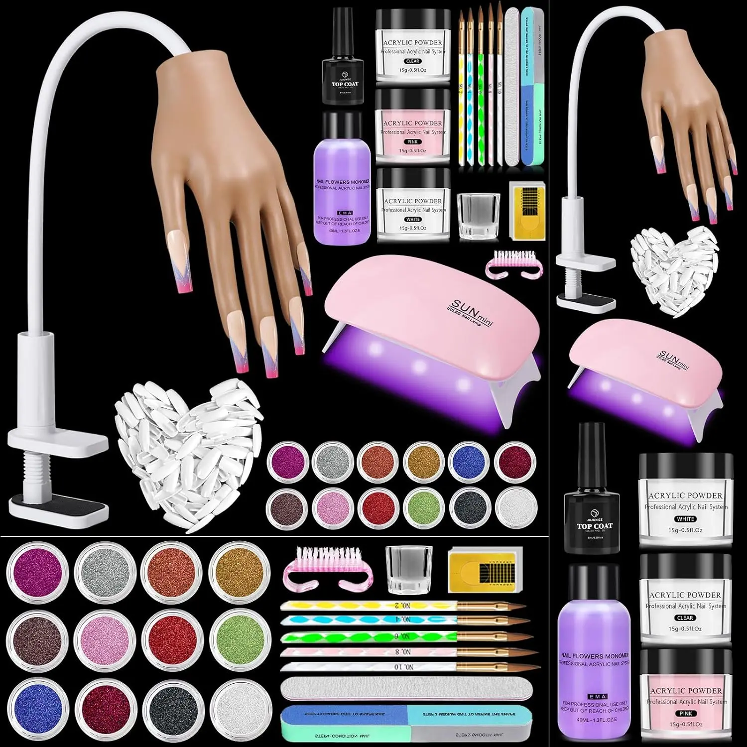 Practice Hand for Acrylic Nails Kit: Fake Silicone Hands Nail Mannequin Hand for Nail Extensions Caving - Flexible Manicure Hand Set for Beginner Salon Home
