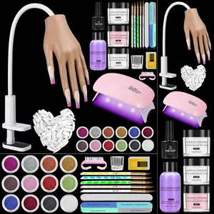 Practice Hand for Acrylic Nails Kit: Fake Silicone Hands Nail Mannequin Hand for Nail Extensions Caving - Flexible Manicure Hand Set for Beginner Salon Home