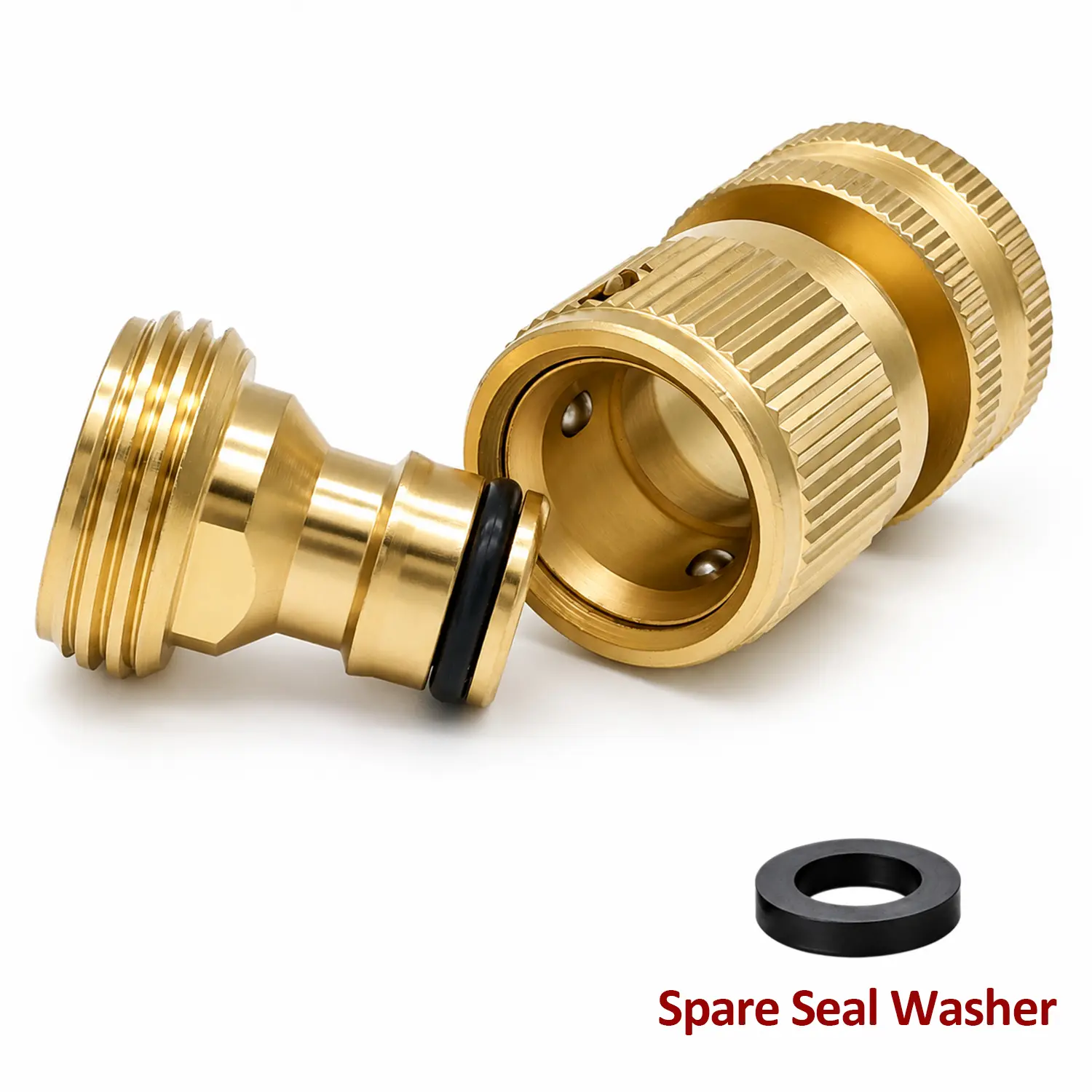 3/4" GHT Garden Hose Quick Connect Set, Solid Brass Quick Release Hose Connector, Leak Free Water Hose Fittings Adapter for Garden, Outdoor Faucet, Nozzle, Sprinkler