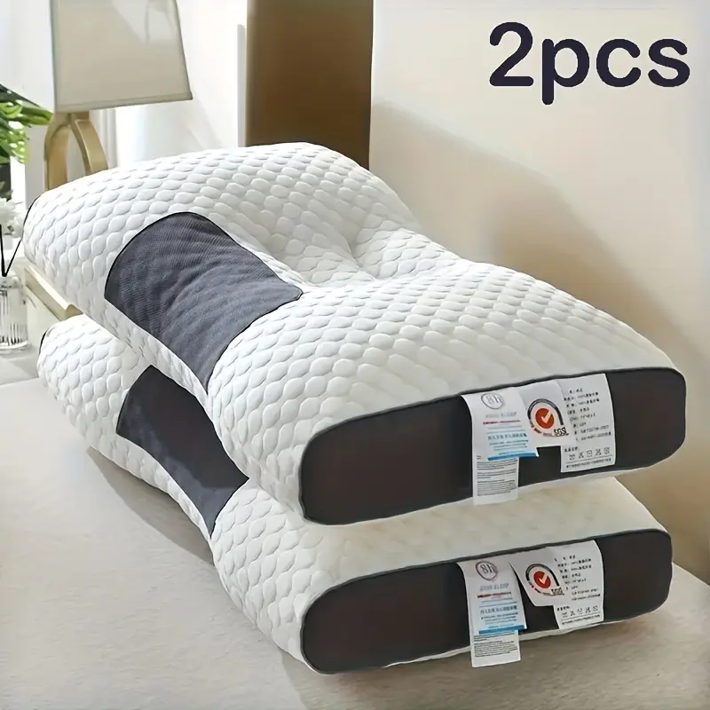 2pcs Luxury Hotel Pillow Inserts - Polyester Fill, European-American Style, High-Resilience 3D Fluffy, Tied-Up Quilted Woven Satin Bolster Cushions, Multi-Position Bed Backrests, European/American Bed Support Solutions, Summer-Ready, Hand Wash Only, Backr