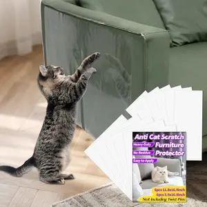 Scratch Furniture Protector - 12 count Couch Protector from  Claws Transparent Couch Corner Protectors for Cats Heavy-Duty Self-Adhesive Tape No- Easy to Apply 2 Size