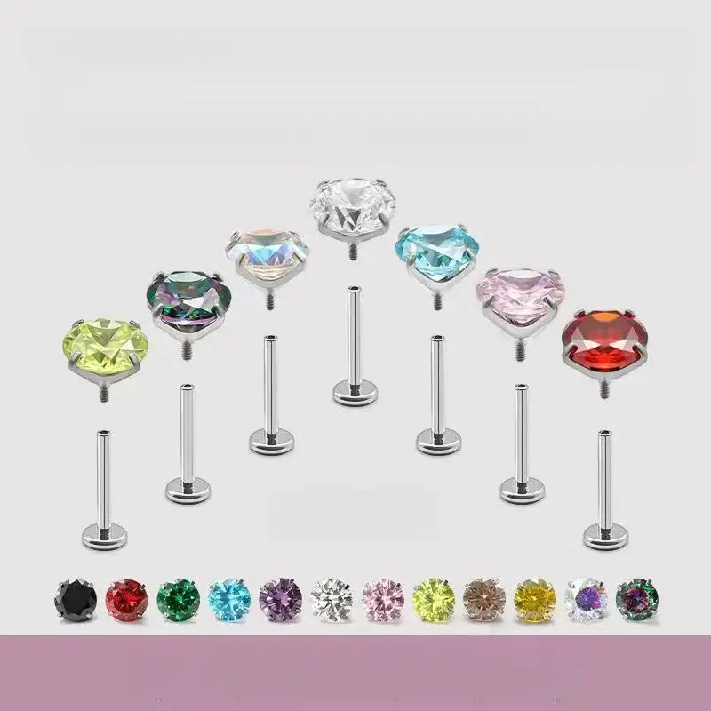 F136 Titanium Alloy & Surgical Stainless Steel Hypoallergenic Body Jewelry Set - Sparkling Diamond Earrings, Medusa Piercing Ring, Floating Navel Bar, Flat Back Nose Ring, Red Tongue Button - Cute Gifts for Women, Original, Titanium Nose Hoop