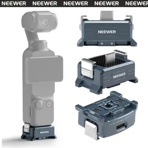 NEEWER AC018 Charging Adapter Base Compatible with DJI Osmo Pocket 4 & Pocket 3, Type C Charging, 1/4" Thread Arca Type Dovetail, Magnetic Folding Fingers for Tripod & Action Camera Mount Accessories