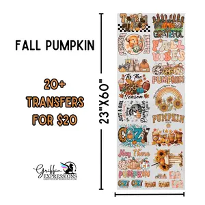 Fall Pumpkin | Dollar Deals DTF Transfer Gang Sheet For Graphic Tees